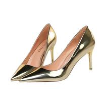 Bombas de Couro Metálico Femininas - Salto Alto (7,5cm e 10,5cm) - Stilettos para Casamento e Noivas - Prata