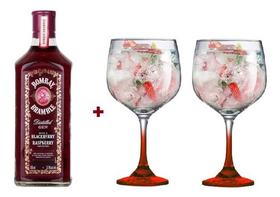 Bombay Bramble 700 Ml + 2 Taças De Vidro Com Haste Vermelha!