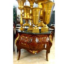 Bombê Cômoda Radica Marchetado Bronze Marmore Formosa