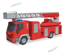 Bombeiro Caminhão Miniatura Iveco Tector Acessórios Vermelho