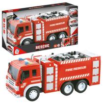 Bombeiro City Rescue de Fricção Com Luz e Som Infantil