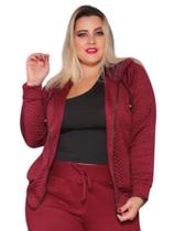 Bomber em matelassê com capuz plus size g1 g2 g3 jaqueta casaco