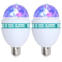 Bombilla LED YOOLYER giratoria de colores E26 para fiesta 2 unidades RGB Bombilla LED YOOLYER giratoria de colores E26 para fiesta 2 unidades RGB
