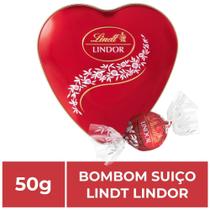 Bombom de Chocolate Suiço Lindt Lindor, 1 Lata Coração 50g Bombom de Chocolate Suiço Lindt Lindor, 1 Lata Coração 50g