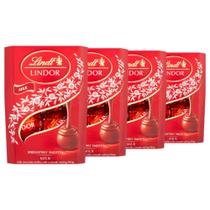 Bombom De Chocolate Suiço, Lindt Lindor, 4 Caixas De 37G