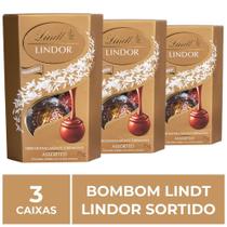 Bombom de Chocolate Suíço Lindt Lindor Sortido, 3 Caixas 75G