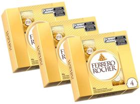 Bombom FERRERO ROCHER 50g (4 bombons) - 3 caixas
