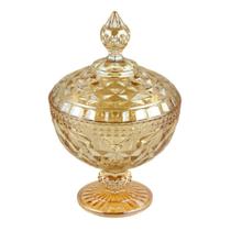 Bomboniere com pé de Cristal Diamond Âmbar Metalizado 15 x 23 Cm - Lyor