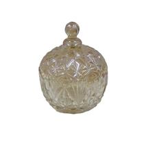 Bomboniere de Vidro c/Tampa Globe Dourada 14,5x19cm