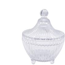 Bomboniere de vidro com pe e tampa 13x10,5cm