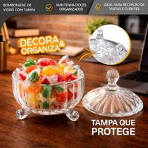 Bomboniere de Vidro com Tampa para Doces Balas Jujubas Decorativa