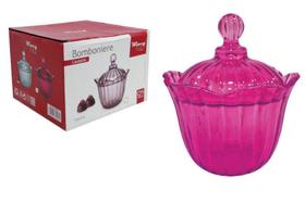 Bomboniere De Vidro Relevo Lausana Tampa 750Ml Wincy - Rosa