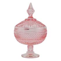 Bomboniere Palace com Pé em Cristal Rosa - 21,2x12cm - Bomboniere de Alta Qualidade em Vidro - Clássico Elegante: Bomboniere Vintage!