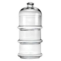 Bomboniere Petisqueira de Vidro 3 Divisões c/ Tampa 24cm Bomboniere Petisqueira de Vidro 3 Divisões c/ Tampa 24cm