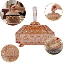 Bomboniere Potiche Cristal Dourado 20cm Luxo Com Tampa Bomboniere Potiche Cristal Dourado 20cm Luxo Com Tampa
