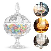 Bomboniere Potiche Vidro Cristal Baleiro Transparente Tampa Pote Doce Bombom Decorativa Doceiro
