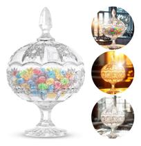 Bomboniere Potiche Vidro Cristal Baleiro Transparente Tampa Pote Doce Bombom Decorativa Doceiro Bomboniere Potiche Vidro Cristal Baleiro Transparente Tampa Pote Doce Bombom Decorativa Doceiro