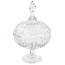 Bomboniere vidro com tampa linha bohemia decorada taça transparente 16,5x16cm 900ml - inga