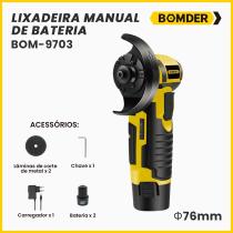 Bomder lixadeira manual de bateria