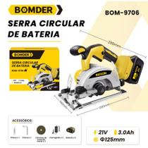 Bomvink Professional BOM9706 serra circular kit 3 laminas 4 angulos ajustaveis bateria 21v
