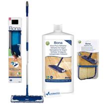 Bona - kit mop microfibra + renovador brilho + refil pad