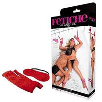 Bondage - Kit com 4 amarras e venda de pélucia - Vermelho - Sexshop