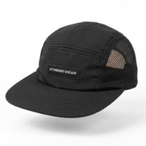 Boné 5 Panel Preto Com Tela Lateral Redinha Trucker Streetwear - Boné 5 Panel Preto Com Tela Lateral Redinha Trucker Streetwear -
