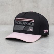 Boné Aba Curva Ajustável Preto Com Rosa Unissex Young Premium