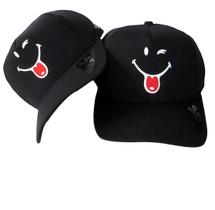 Boné Aba Curva Preto Aberto com Ajuste Sorriso Smile Snapback Anth Co Original Boné Aba Curva Preto Aberto com Ajuste Sorriso Smile Snapback Anth Co Original