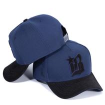 Boné Aba Curva Snapback Aba Preta Ajustável Logo Bordado