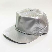 Boné Aba Reta Prateado Metálico Brilhante Cordão Trançado Luxo Snapback Ajustável Festa Boné Aba Reta Prateado Metálico Brilhante Cordão Trançado Luxo Snapback Ajustável Festa