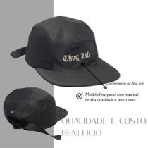 Boné Aba Reta Preto Thug Life Five Panel Estilo Fitão LTX Sleep Boné Aba Reta Preto Thug Life Five Panel Estilo Fitão LTX Sleep