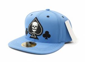 Boné Aba Reta Snapback Azul-Claro Bordado Caveira Spade Poker Club Ajustável Premium
