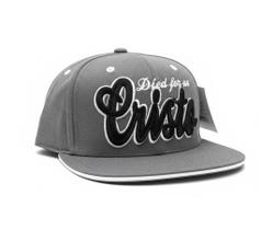 Boné Aba Reta Snapback Cinza Cristo Died For Us Bordado Relevo 3D Premium Ajustável Urbano