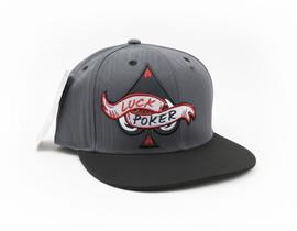 Boné Aba Reta Snapback Luck Poker Grafite e Preto Bordado Relevo 3D Premium Ajustável