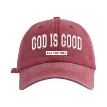 Boné Ajustável Estampado 'God Is Good' Casual E Moderno, Lavado À Água, Para Esportes Ao Ar Livre,