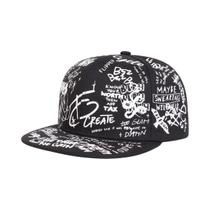 Boné Ajustável Unissex Preto E Branco Com Estampa De Grafite Hip-Hop Para Primavera E Outono, Chapéu Boné Ajustável Unissex Preto E Branco Com Estampa De Grafite Hip-Hop Para Primavera E Outono, Chapéu
