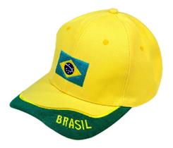 Boné Amarelo e Verde Bandeira do Brasil Tamanho Único Boné Amarelo e Verde Bandeira do Brasil Tamanho Único