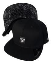 Boné Anth Co Fox Aba Reta Bordado Preto Fitão Strapback