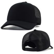 Boné Anth Co. Trucker Liso Preto Aba Curva Aberto Com Ajuste