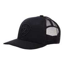 Boné ARIAT Monocromático Shield, logotipo preto com malha nas costas, masculino Boné ARIAT Monocromático Shield, logotipo preto com malha nas costas, masculino