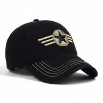 Boné Army Bordado Aba Curva Ajustável Americano - Preto Boné Army Bordado Aba Curva Ajustável Americano - Preto