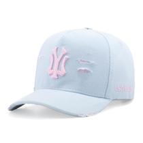 Boné Azul Bebê Com Bordado 6 Gomos Rasgado Aba Curva Casual