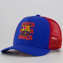 Boné Barcelona Trucker Infantil Azul e Vermelho
