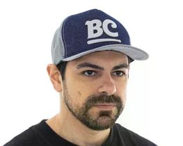 Boné Batera Clube BC Signature Azul com Cinza tamanho único ajustável e logo emborrachado