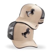 Boné Bege Escuro Trucker Aba Curva Pampas Masculino Feminino