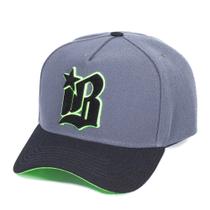 Boné Black Brazil Premiun Cinza Aba Preta Logo Verde Neon