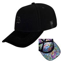 Boné Blck Brasil Nobuck Premium Aveludado Preto Aba Print Cor:PretoTamanho:ÚnicoGênero:Homem