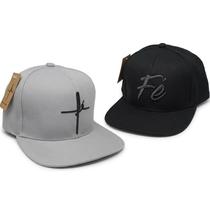 Boné Bordado Fé em Sarja Algodão Aba Reta Ajustável Estilo Urbano Cores Streetwear