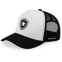 Boné Botafogo Aba Curva SuperCap Silkado escudo - Preto/branco